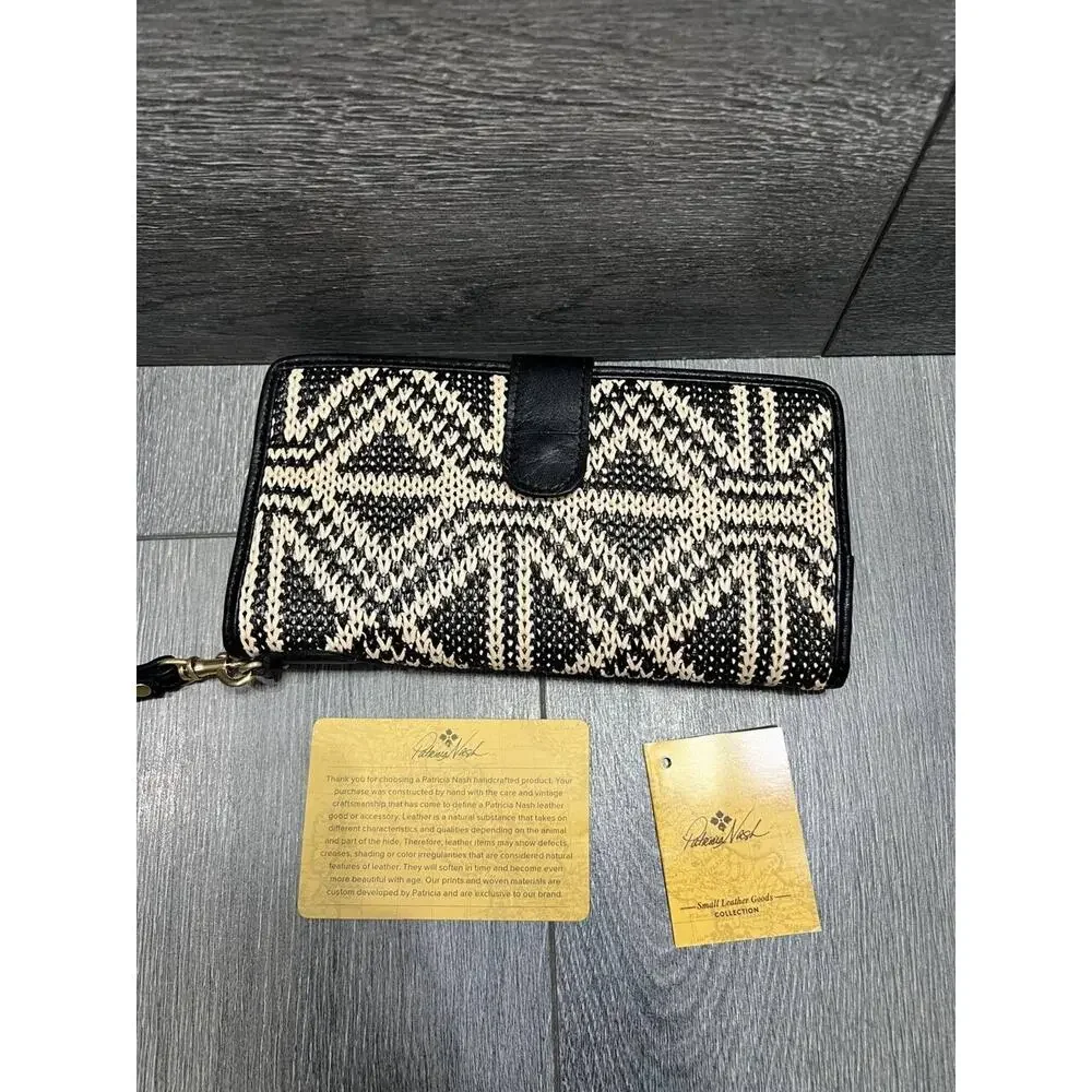 Patricia Nash Leather Valentia II Wallet with Wristlet Bag Tuareg Woven A594812